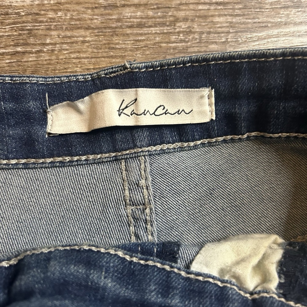 KanCan Women's Sz M Blue Denim Distressed Overall Shorts Romper Stretch Pockets - Picture 5 of 14